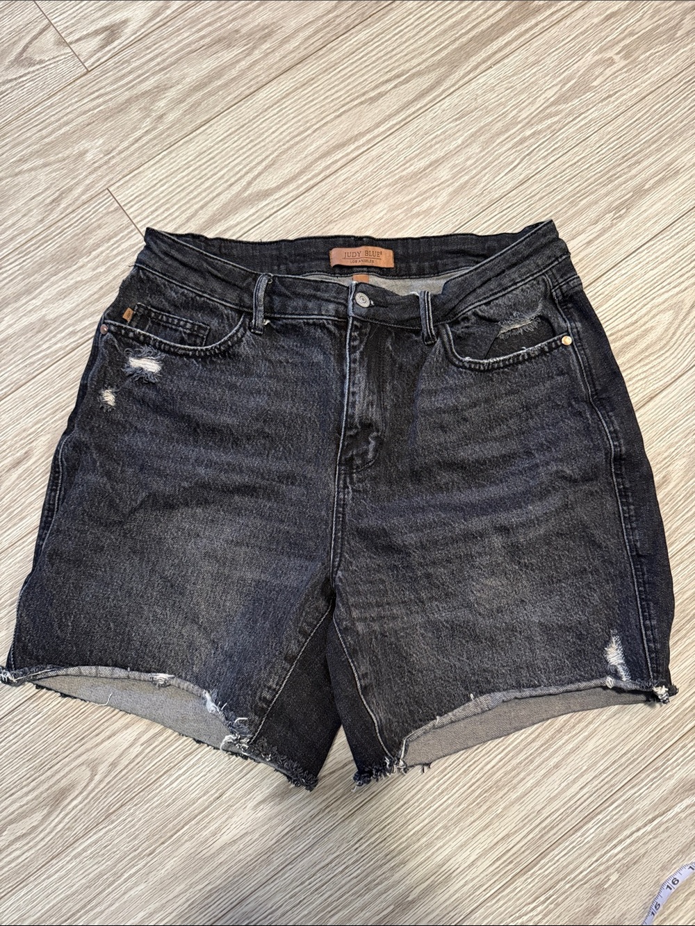Judy Blue Washed Black High-Rise Distressed Jean Shorts